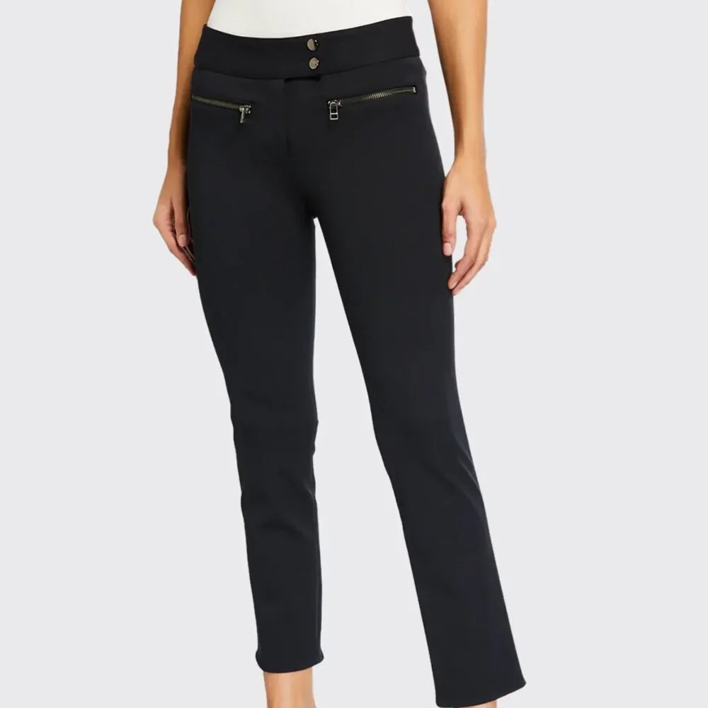 Black Veronica Beard Moto Cropped Slim Ponte Pants - Picture 2 of 9